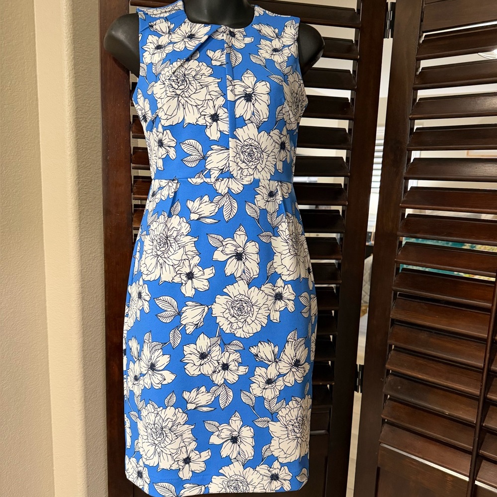 Banana Republic Factory Blue and White Floral Midi Dress